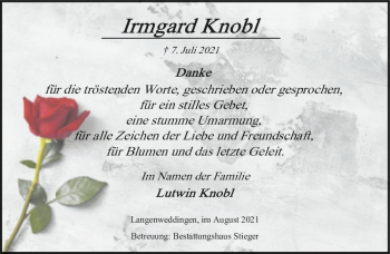 Traueranzeige von Irmgard Knobl  von Magdeburger Volksstimme