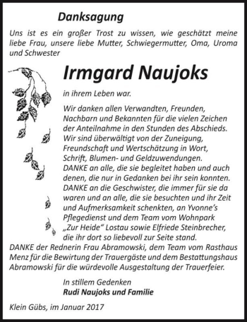 Traueranzeige von Irmgard Naujoks  von Magdeburger Volksstimme