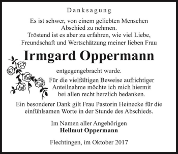 Traueranzeige von Irmgard Oppermann  von Magdeburger Volksstimme