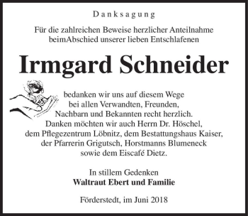 Traueranzeige von Irmgard Schneider  von Magdeburger Volksstimme