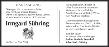 Traueranzeige von Irmgard Sühring  von Magdeburger Volksstimme