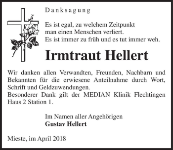 Traueranzeige von Irmtraut Hellert  von Magdeburger Volksstimme