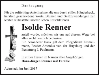 Traueranzeige von Isolde Renner  von Magdeburger Volksstimme