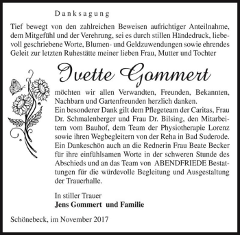 Traueranzeige von Ivette Gommert  von Magdeburger Volksstimme