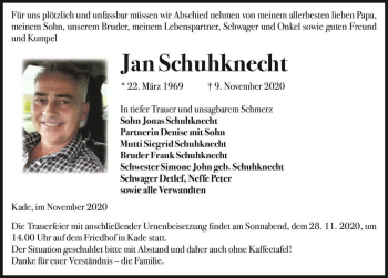 Traueranzeige von Jan Schuhknecht  von Magdeburger Volksstimme