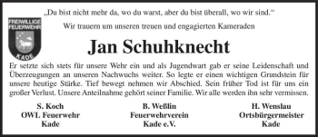 Traueranzeige von Jan Schuhknecht  von Magdeburger Volksstimme