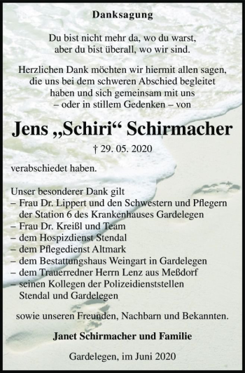Traueranzeige von Jens ,,Schiri