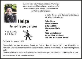 Traueranzeige von Jens-Helge Senger  von Magdeburger Volksstimme