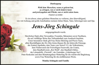 Traueranzeige von Jens-Jörg Schingale  von Magdeburger Volksstimme