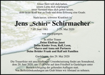 Traueranzeige von Jens 