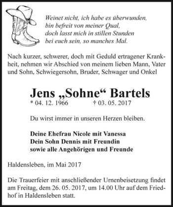 Traueranzeige von Jens 