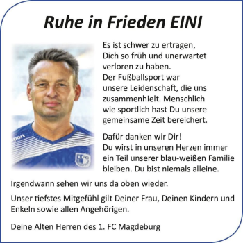 Traueranzeige von Jens Einecke  von Magdeburger Volksstimme