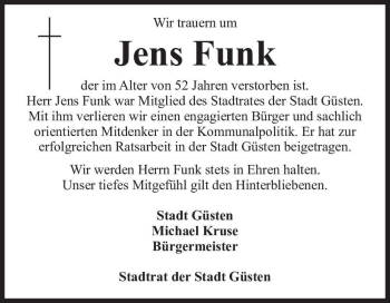 Traueranzeige von Jens Funk  von Magdeburger Volksstimme