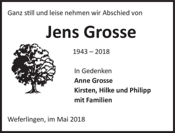 Traueranzeige von Jens Grosse  von Magdeburger Volksstimme