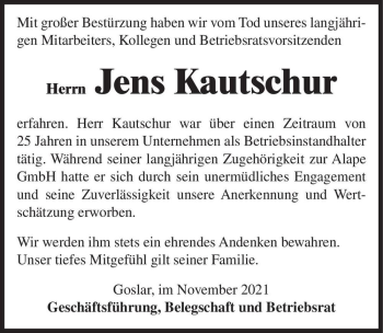 Traueranzeige von Jens Kautschur  von Magdeburger Volksstimme