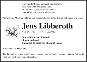 Traueranzeige von Jens Libberoth  von Magdeburger Volksstimme