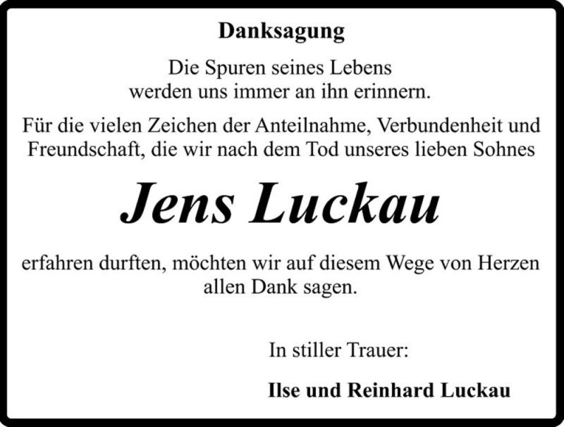  Traueranzeige für Jens Luckau  vom 07.01.2017 aus Magdeburger Volksstimme