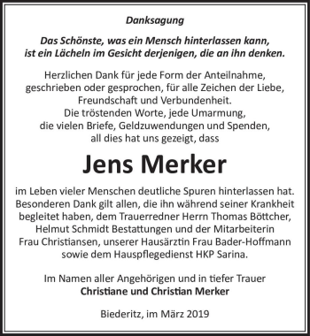 Traueranzeige von Jens Merker  von Magdeburger Volksstimme