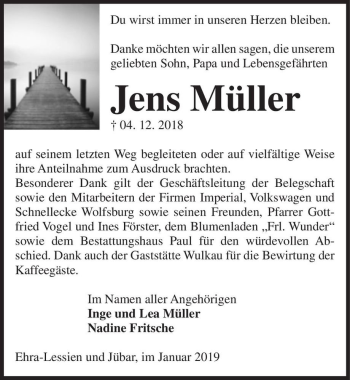 Traueranzeige von Jens Müller  von Magdeburger Volksstimme