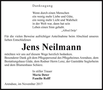Traueranzeige von Jens Neilmann  von Magdeburger Volksstimme