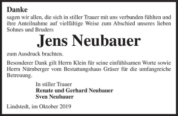 Traueranzeige von Jens Neubauer  von Magdeburger Volksstimme