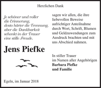 Traueranzeige von Jens Piefke  von Magdeburger Volksstimme