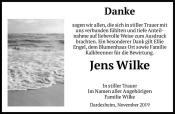 Traueranzeige von Jens Wilke  von Magdeburger Volksstimme