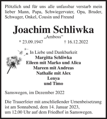 Traueranzeige von Joachim 