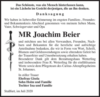 Traueranzeige von Joachim Beier  von Magdeburger Volksstimme