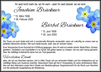 Traueranzeige von Joachim Brückner  von Magdeburger Volksstimme