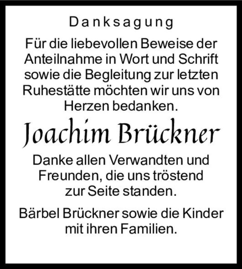  Traueranzeige für Joachim Brückner  vom 14.03.2020 aus Magdeburger Volksstimme
