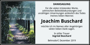 Traueranzeige von Joachim Buschard  von Magdeburger Volksstimme