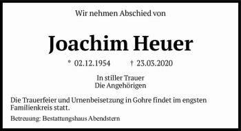 Traueranzeige von Joachim Heuer  von Magdeburger Volksstimme