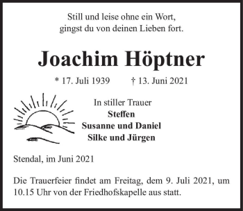 Traueranzeige von Joachim Höptner  von Magdeburger Volksstimme