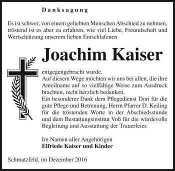Traueranzeige von Joachim Kaiser  von Magdeburger Volksstimme