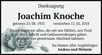 Traueranzeige von Joachim Knoche  von Magdeburger Volksstimme