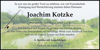 Traueranzeige von Joachim Kotzke  von Magdeburger Volksstimme