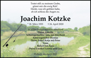 Traueranzeige von Joachim Kotzke  von Magdeburger Volksstimme