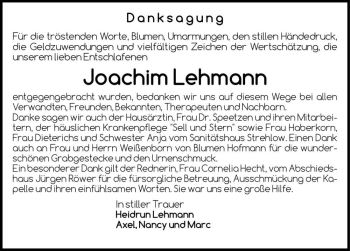 Traueranzeige von Joachim Lehmann  von Magdeburger Volksstimme