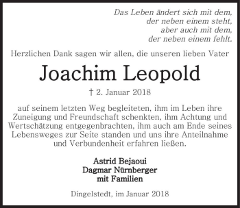 Traueranzeige von Joachim Leopold  von Magdeburger Volksstimme