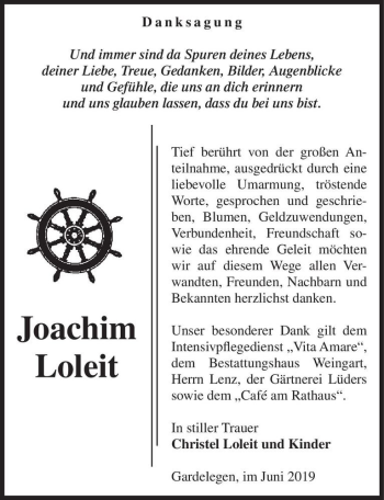 Traueranzeige von Joachim Loleit  von Magdeburger Volksstimme
