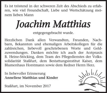 Traueranzeige von Joachim Matthias  von Magdeburger Volksstimme