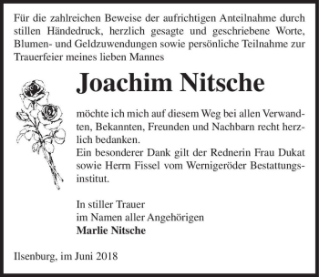 Traueranzeige von Joachim Nitsche  von Magdeburger Volksstimme