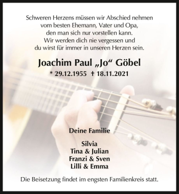 Traueranzeige von Joachim Paul 