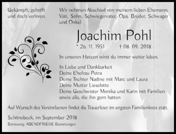 Traueranzeige von Joachim Paul  von Magdeburger Volksstimme