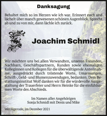 Traueranzeige von Joachim Schmidl  von Magdeburger Volksstimme