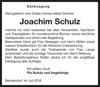 Traueranzeige von Joachim Schulz  von Magdeburger Volksstimme