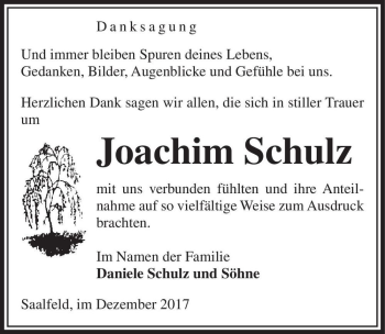 Traueranzeige von Joachim Schulz  von Magdeburger Volksstimme
