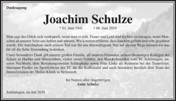 Traueranzeige von Joachim Schulze  von Magdeburger Volksstimme
