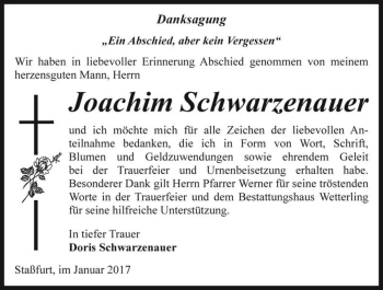 Traueranzeige von Joachim Schwarzenauer  von Magdeburger Volksstimme